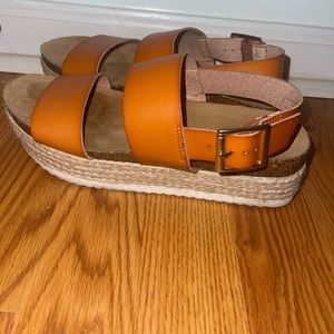 Brown platform sandals
